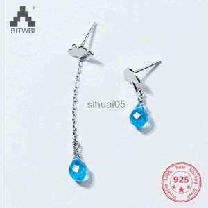 Stud Sıcak Satış S925 STERLING Gümüş Moda Yaratıcı Karışım Kişilik Şemsiye Bulut Yağmur Kyanit Küpe YQ231026