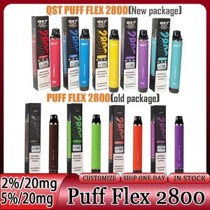 Puff Flex 2800 Puffs 2800 Descartáveis vapes QST E Cigarros Vape Descartável Puff 2800 Pods Dispositivo Kits 850mAh Bateria Pré-preenchida 8ml Vaporizador Vaper Pen Novo