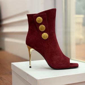 2024 Designer New Shoes Sexy Bright Metal Leather Luxury High Heels Lacquer Leather Fine High Heels Fish Mouth Mesh Red Dress Shoes