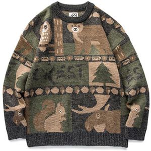 Y2k vinter vintage tröja män japanska söta björn kvinnor stickad tröja tröja hip hop hajuku streetwear män kläder