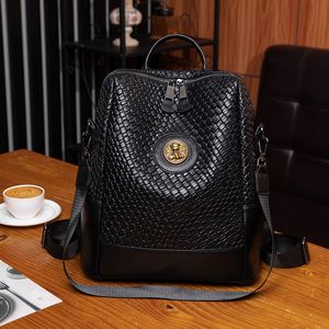 Ladies shoulder bag 2 elegant retro hardware decorative fashion handbags this year's popular woven backpack soft and lightweight leather backpacks 685#