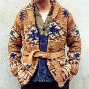 Erkek kazakları bağlayan patchwork düğmesi gevşek ceketler sokak kıyafetleri erkekler baskılar gündelik örgü hırka sonbahar ve kış erkek uzun kollu