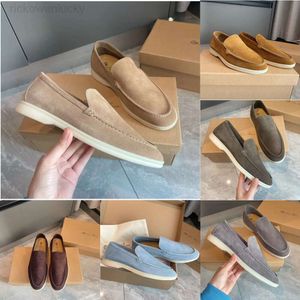 Loro Piano Loro Pianaa Walk Design Italien Summer Suede Loafers Shoes Män Hand sömd Smooth LP Jogging Slip-On Comfort Party Dress Casual Walking EU36-46