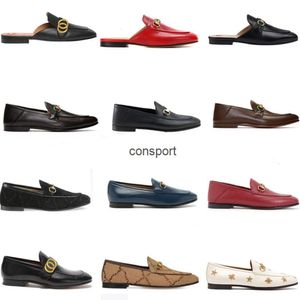 Designer shoes classic women Flat Dress shoes 100% cowhide men Metal buckle leather sliede casual shoes Mules Princetown Man slipper Trample Lazy Loafers size 35-46
