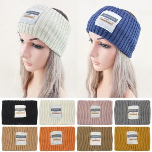 Letter Label Knitted Headbands Wool Knitting Headwrap Ear Warmers Headband Women Makeup Elastic Hair Band Ins Hair Accessories