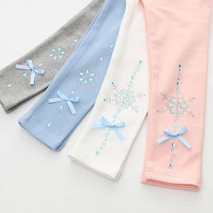 Trousers Girls leggings ice princess bow ironing drill pants Mermaid Spring Autumn Fille Princess Kids Outer Wear Pants Children Cotton S 231025