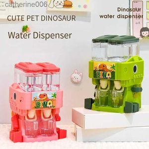 Kitchens Play Food Children's Dinosaur Double Water Dispenser Toy Cute Pink Blue Cold/Warm Water Juice Dispenser Simulation Kitchen Toy Play HomeL231026