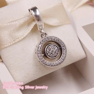 Loose Gemstones Autumn 925 Sterling Silver Spinning Brand Logo Signature Dangle Charm Clear CZ Beads Fit Original Charms Bracelet