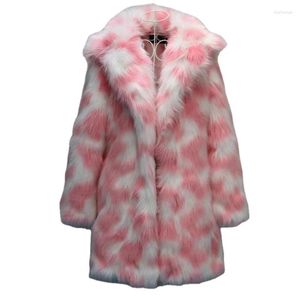 Women's Fur ZXRYXGS 2023 Autumn Winter Imitation Coat Spell Color Korean Women Fashionable Coats Trend Clothing Size S- 8xl