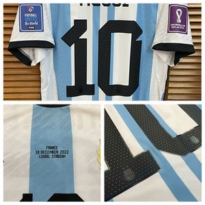 Match slitna spelareutgåva WC22 Final Home Shirt Jersey Short Hidees Lautaro Di Maria Football Custom Patches Sponsor