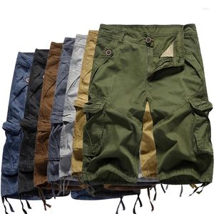 Calças masculinas 2023 camuflagem carga shorts homens multi-bolso militar tático mens algodão casual masculino curto streetwear