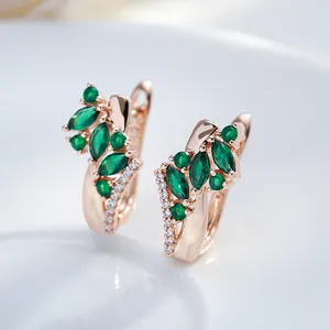 Dangle Earrings JULYDREAM Full Green White Zircon Crossing Drop Women Smooth Gold Plated Statement Jewelry Fashion Party Accessories