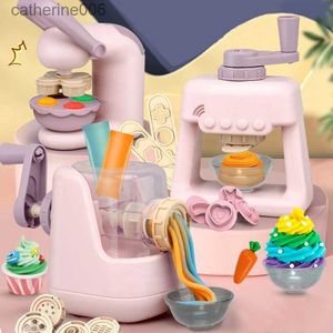 Kitchens Play Food Kitchen Pretend Play toy for girls Simulation Ice Hamburger Noodle Machine DIY Color Mud Educational Games Kids Toys GiftL231026