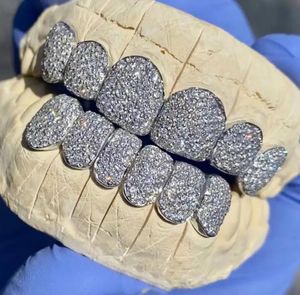 Moissanite stones iced out tooth custom made diamonds teeth 925 Sterling Silver Moissanite Grillz custom made Dental Grills