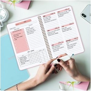 Notepads Wholesale Daily Weekly Planner Undated Agenda Notebook With Habit Tracker Goals To Do List Spiral Binding Pvc Er Drop Deliver Dh5W6