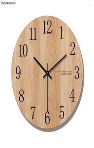 壁時計アラビア数字デザインラウンド木製デジタル時計ファッションサイレントリビングルーム装飾ホームデコレーションウォッチギフト2484242