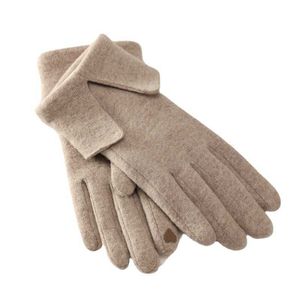 Fünf-Finger-Handschuhe, Herbst und Winter, warm, für Damen, Touchscreen, Temperament, Klappen, Fleece, winddicht, kältebeständig, Albass-Kaschmir