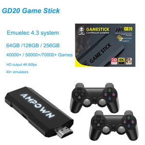 Controladores de jogo Joysticks GD20 Game Stick X2 Video Game Console 40000 Jogos Emuelec4.3 CPU Aigame 905M Wireless Controller 4K HD Retro Games para N64 231025
