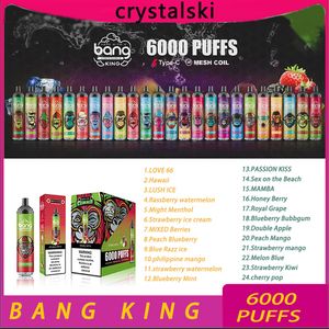 Originale Bang King 6000 Puff Bar Sigarette elettroniche usa e getta Vape Pen Cartuccia baccelli preriempiti da 14 ml Batteria ricaricabile 1100 mAh 24 gusti