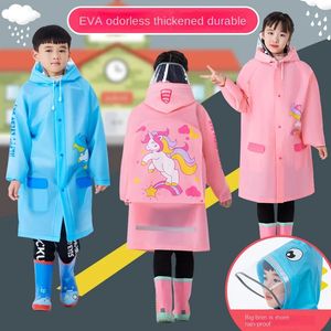 Rain Wear Children'S Raincoat WIth Backpack Position Primary School Students Large Brim Boys And Girls Thickened Poncho Outerwear 231025