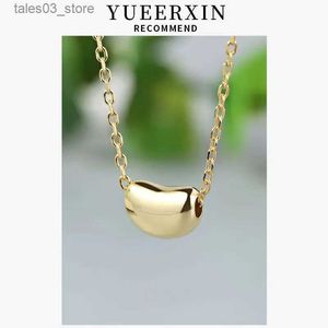 Naszyjniki wisiorek Yueerxin Real S925 Srebrny Srebrny Naszyjnik wisiorek prosty acacia fasolka moda moda grzywna biżuteria dla kobiet Q231026
