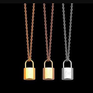 Fashion Jewelry Silver Rose Gold Lock Pendant Designer Halsband 18K Guld rostfri tunna kedja kvinnor halsband Fashion Style307e