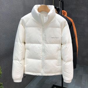 Quanbo novas chegadas gola masculina manter quente pato branco para baixo estilo japão jaquetas moda casual engrossar pão masculino