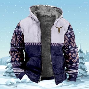 Sweats à capuche pour hommes Manteau polaire d'hiver Vestes d'extérieur Sweat-shirts pour hommes Zip Up Aztec Patchwork Tribal Graphics Parka Pardessus à capuche