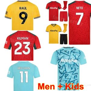 Club Team 23-24 Men Kids Wolves Soccer 12 Matheus Cunha Jerseys 17 Hugo Bueno 1 Jose Sa 7 Pedro Neto 9 Raul Jimenez 11 Hwang Hee-Chan Football Shirt Kits Anpassade namnnummer