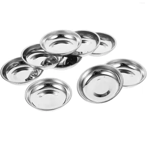Plates 10 Pcs Stainless Steel Plate Salad Serving Utensils Appetizer Spice Dish Dessert Dishes Snack Bowl Sauce Gear Plata