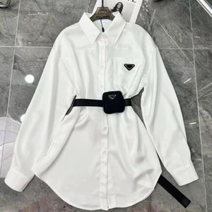 Sashes Blouse for Womens Designers Triangle Letter Shirts Tops Quality Chiffon Women's Blouses Sexy Coat with Waist Bag SML254r
