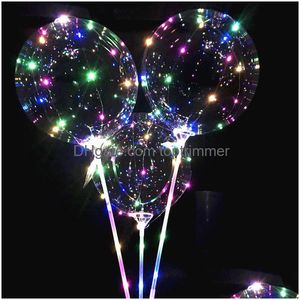 バルーンパーティーの装飾Mticolor Color LED Balloons Novelty Lighting Bobo Ball Support Backdrop Decorations Light Baloon S Drop Deliv Dhlbg