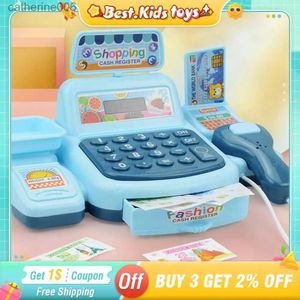 Kitchens Play Food Children's Simulation Supermarket Cash Register Pretend Play House Toy Set Game Electronic Lighting Sound Toys For Kids BirthdayL231026