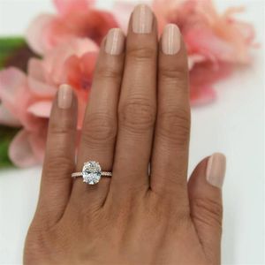 Pierścionki ślubne 2021 Trendowy klasyczny połysk owalny cyrkon dla kobiet mody srebrna platowana kobieca biżuteria zaręczynowy prezenty1278c