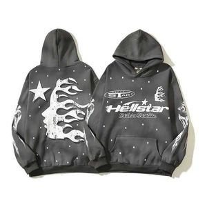 2023 Moda Trendi Hellstar Hoodie Uzun Kollu Sporcu Hell Star Hoodie Street Street Street Hip Retro Alfabe Baskı Yüksek Kişilik Erkek Kadın Hoodies Z2