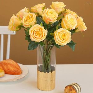 Decorative Flowers Artificial Rose Wonderful No Need To Water Exquisite Details Long Stem Fake Silk Party Supplies