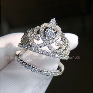 choucong Brand Size 5-10 Jewelry Diamond 925 sterling silver Engagement wedding crown Ring set for women men252w