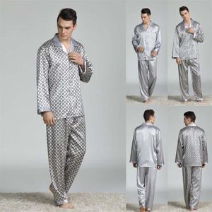 Men's Sleepwear Stylish Bar Spring Summer Autumn Men Satin Silk Pyjamas Sets Of T-shirt  Shorts Male Pijama Leisure Home Clo229d