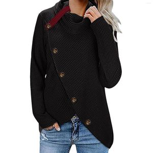 Kadın Sweaters bayanlar düğmesi rüzgar yakalı uzun kollu sargı kazak sweatshirt kazak üst sonbahar/kış gündelik