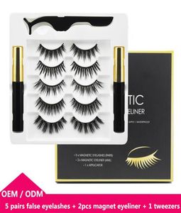 Magnetic False Eyelashes Magnet Liquid Eyeliner Eyelash Set 5 Pairs 2 Bottles eye liner Naturally Exaggerated Thick Eyes lashes fr9800085