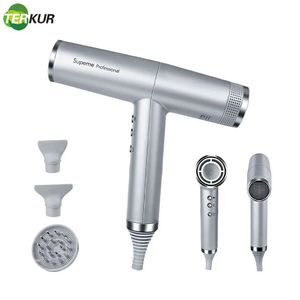 Hair Dryers Frequency Conversion Professional Salon Ionic Dryer Light Weight Strong Wind 6 Speed Negative Ion Bolwdryer with 3 Nozzle 231025