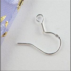 200pcs Lot Sterling 925 Gümüş Kesimler Kancalar Küpe Bulguları Balıkswire Hooks Takı DIY 15mm Balık Kancası Fit Küpe246Q