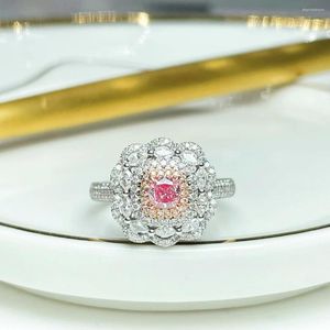 Cluster Ringe CNZX2023 Feiner Schmuck Echt 18 Karat Gold 0,32 ct Rosa Diamanten Hochzeit Verlobung Weiblich Für Frauen Ring TX