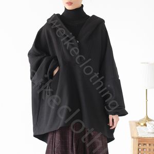 Cappotto invernale da donna Nuovo design originale Mantello sciolto corto davanti lungo mantello Mantello con maniche a pipistrello Cappotto con mantella