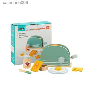 Kitchens Play Food Bread Machine Baby Classic Kid Educational Set New Wooden Pretend Role Play House Kitchen Toy For Children SimulationL231026