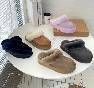 Disquette Terlik Tasman Terlik Kadın Avustralya Kar Terlik Tasarımcı Kış Klasik Kalıp EVET SLIDES FUR SLIPPERS ayakkabı