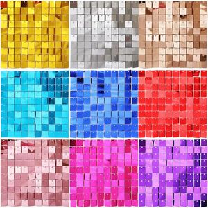 Other Event Party Supplies 1224Pcs Square Shimmer Sequin Panel Wall Glitter Birthday Background Decorations Backdrop Curtain For Wedding Decor 231026