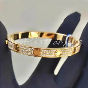 Projektant Bangle Titanium Stal 3 Row Full Diamond Bracelets Women Men Chirstmas Bracelets Dystans Biżuter