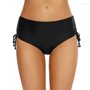 Kvinnors badkläder Summer Women Beach Shorts Drawstring Elastic Swimming Trunks Badbyxor Bikini Bottoms Hög midja Solid färg Sexig