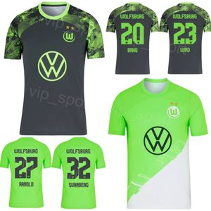 Clube 2023-24 VfL Wolfsburg Jersey 23 WIND 21 MAEHLE 11 TOMAS 31 GERHARDT 4 LACROIX 32 SVANBERG 19 MAJER 20 BAKU 27 ARNOLD 5 ZESIGER 7 CERNY Kits de camisa de futebol